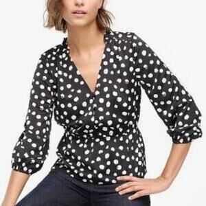 Black Polka Dot J. Crew Blouse sz 8